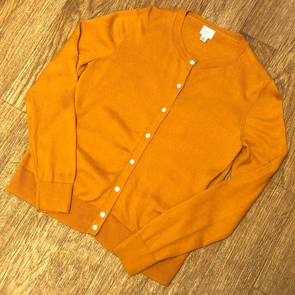 A New Day Orange Yellow Long Sleeve Button Front Cardigan Size Small